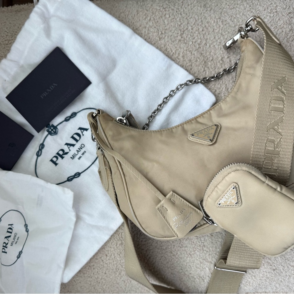 Prada Beige Re edition dustbag and tags